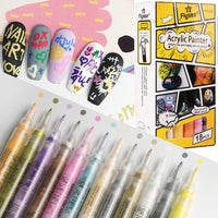 Nail Art Drawing Pen 12/18/24Colors Graffiti Acrylic Pen Waterproof Painting Liner DIY 3D Abstract Colorful Beauty Manicure Tool Good Vibrations