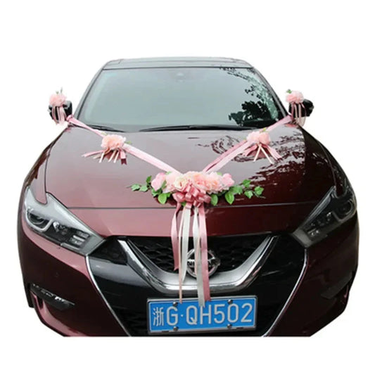 Simulation Rose Wedding Car Flower Champagne Knot Wedding Car Flower Wedding Car Set Good Vibrations