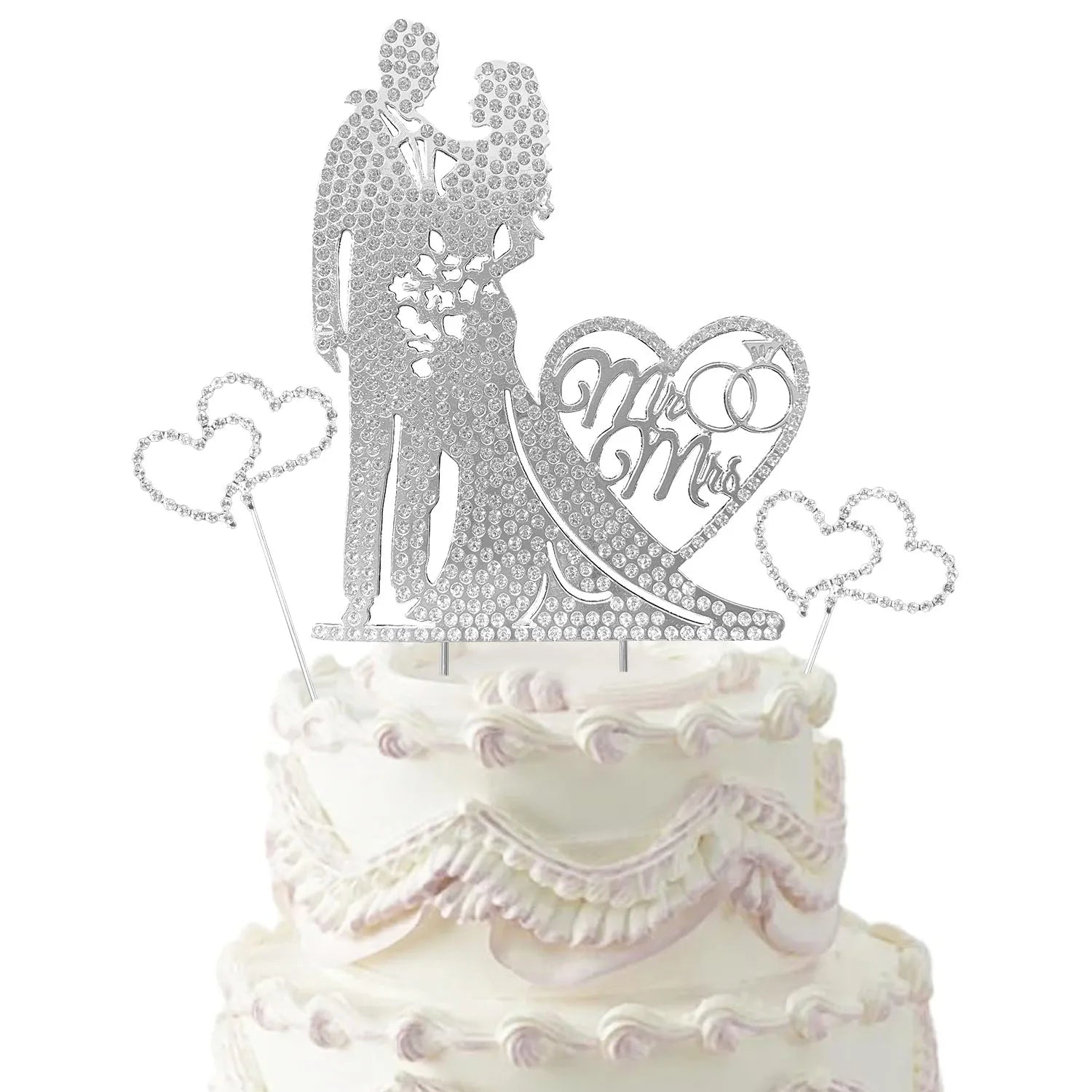 Wedding Cake Topper Rhinestone Metal Mr and Mrs Cake Topper Crystal Wedding Cake DecorationsBride and Groom Bridal Shower Theme Good Vibrations