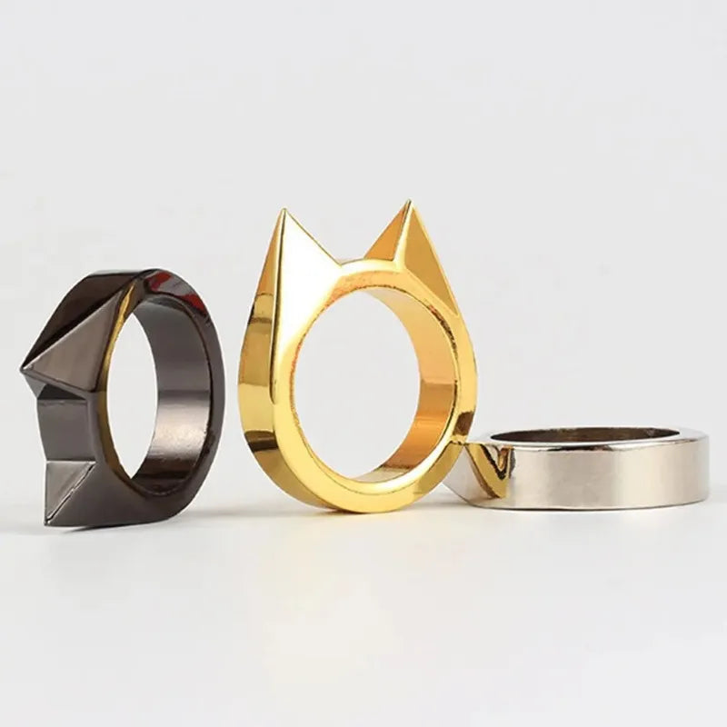 Rings Broken Window Cat's Ear Safety Survival Metal Defense Ring Self Defense Supplies Men/Women Outdoor Survival Self-Defense Good Vibrations