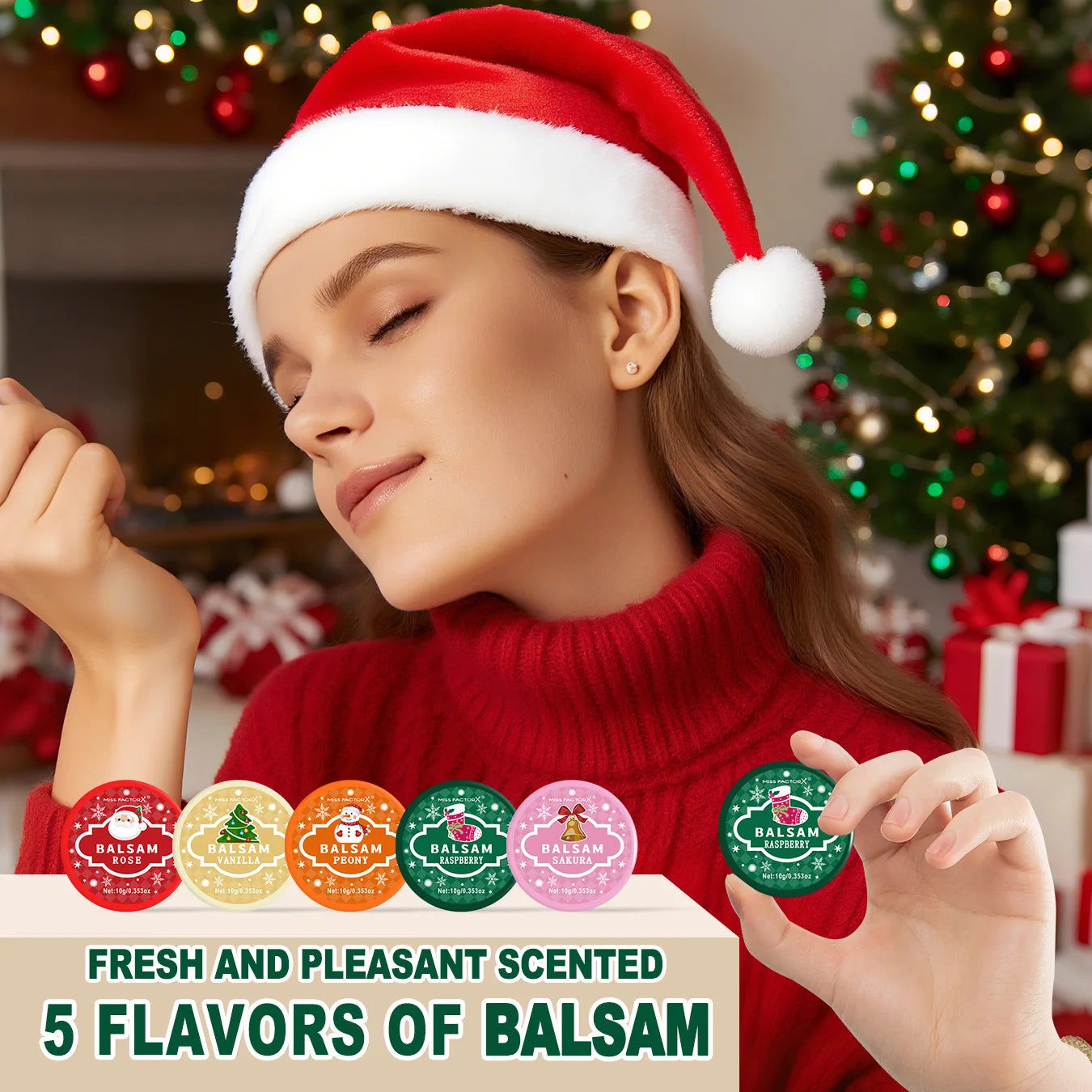 Christmas gift set -100 pieces/box batch lipstick, hand cream, balm, Christmas tree card and red organza bag Good Vibrations