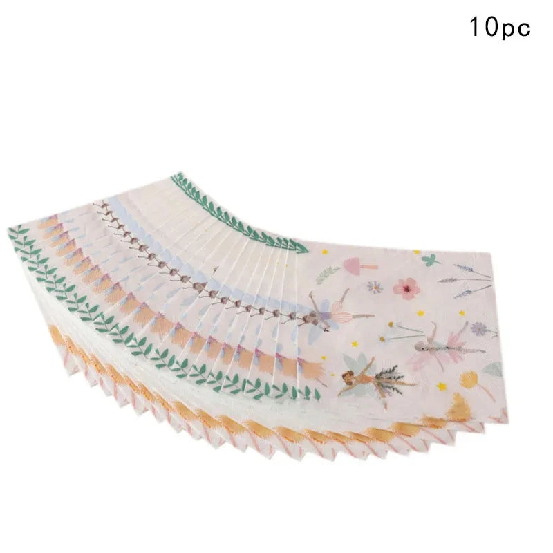10Guests Fairy Disposabel Tableware Butterfly Goddess Plates Napkin Cups Spring Flower Princess Happy Birthday Party Decor Girl Good Vibrations