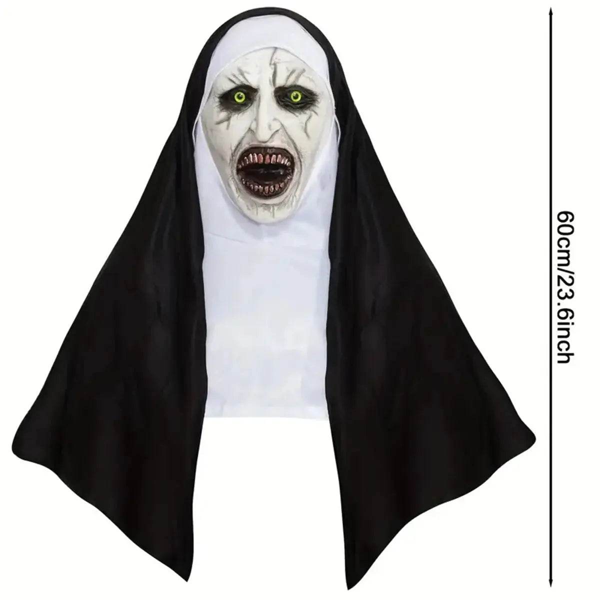 Horror The Nun Mask Cosplay Scary Bloody Demon Ghost Face Latex Masks With Headscarf Halloween Party Costume Props Deluxe Good Vibrations