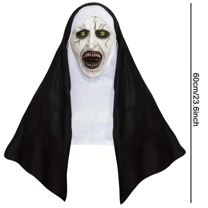 Horror The Nun Mask Cosplay Scary Bloody Demon Ghost Face Latex Masks With Headscarf Halloween Party Costume Props Deluxe Good Vibrations