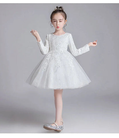 Fashion Flower Girl Dresses for Weddings Lace Long Sleeve Children Bridesmaid Dresses Spring Autumn Girls Party Dress 3-12 Years Good Vibrations