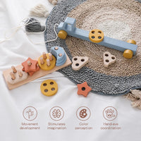 Wooden Baby Toy  Wooden Trailer  Babies Learn Cognitive Toy  Hand And Foot Coordination Toy  Color Recognition Toy  Silicone Toy Good Vibrations