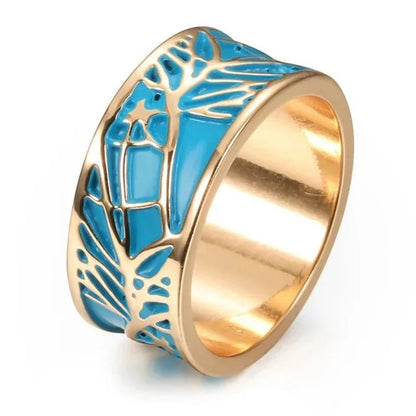 Green Leaf Enamel Handmade Oil Dropping Women's Ring Charm High Luxury Westernized  Prom Fancy Birthday Gift Fashion Jewelry Good Vibrations