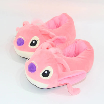 Cartoon Stitch Plush Home Slippers Cute Autumn Winter Cotton Warm Slipper Kids Women Stuffed Doll Indoor Shoes Christmas Gift Good Vibrations