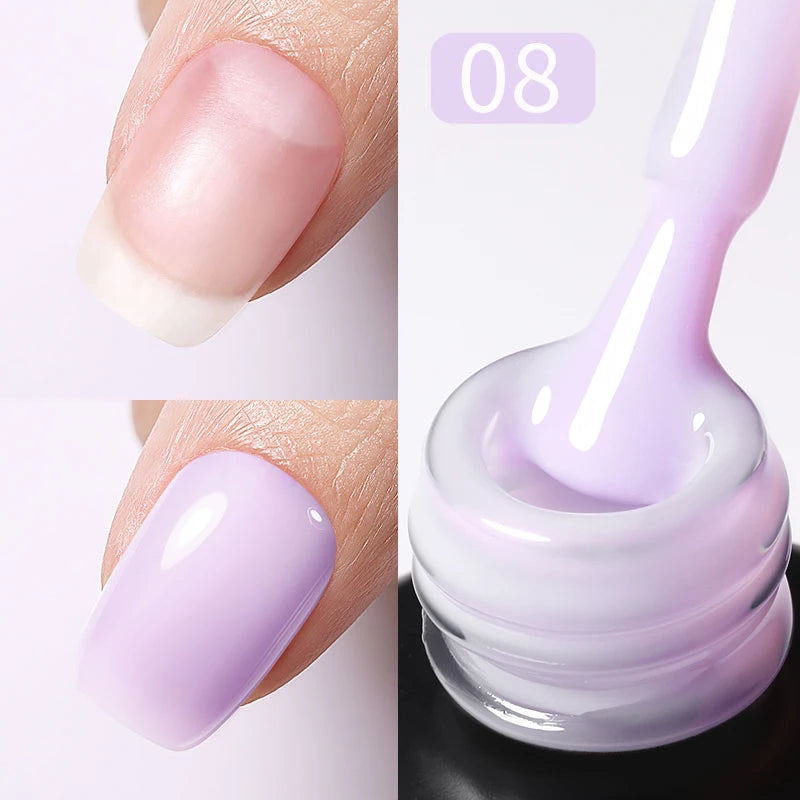 BORN PRETTY 15ml Milky Pink Rubber Base Gel Nail Polish Glitter Semi-Permanent Varnish Soak Off Self Leveling UV LED Polish Good Vibrations