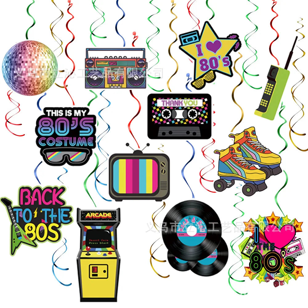 80s 90s Party Decorations Retro 1980s 1990s Hip Hop Party Hanging Swirls Ceiling Decor for Adults Back to The 80s 90sParty Good Vibrations