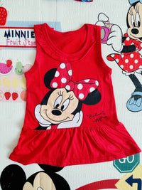 New Fashion Baby Girls Dress Summer Dress Cartoon Cotton Red Minnie Dress Princess Dress Children's Girl Clothing 1-6Years Good Vibrations