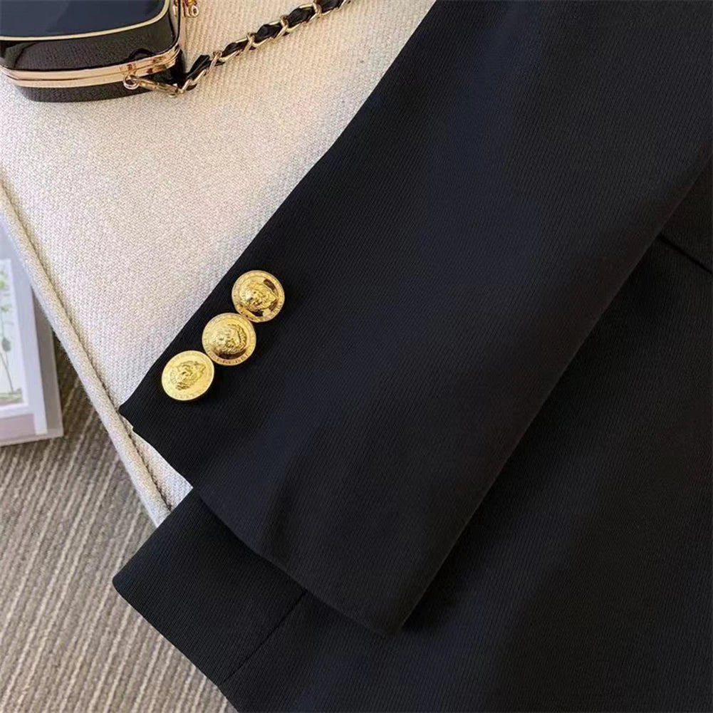Blazer For Women Elegant Suit Jacket Loose Long Sleeve Jacket Beige Casual Solid Color Blazer Fashion Lapel Neckline Style Good Vibrations