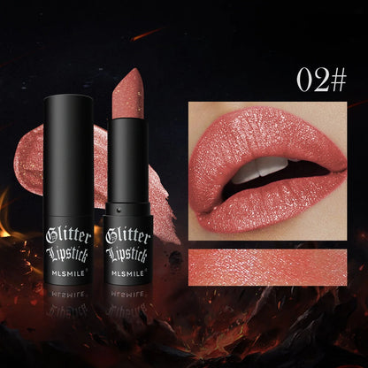 Waterproof Glitter Lipsticks Punk Style Nude Matte Not Fading Pearlescent Sexy Red Pink Velvet Lipsticks Lips Makeup Cosmetic Good Vibrations