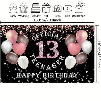 Rose gold girl's 13th birthday decoration, birthday party supporting photography background, 13th birthday party supplies Good Vibrations