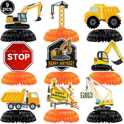Construction Birthday Cake Decor Dump Truck Excavator Tractor Cupcake Toppers Kids Birthday Baby Shower Party Decors Supplies Good Vibrations