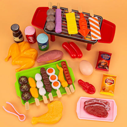Baby Dress Up Kitchen Toys BBQ Set Kids Simulated BBQ Cookware Cooking Simulated Food Cosplay Educational Gift Toys Good Vibrations