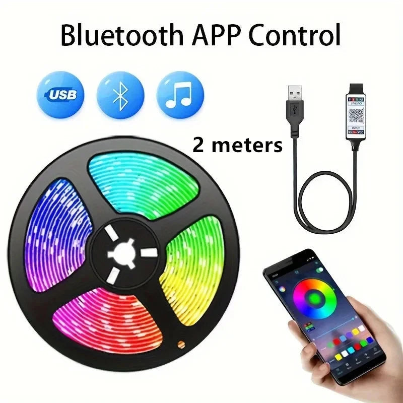 RGB LED Strip Light SMD 5050 USB Remote&APP Control Bluetooth Flexible Tape Diode Ribbon for TV Backdrop Living Room Bedroom Good Vibrations
