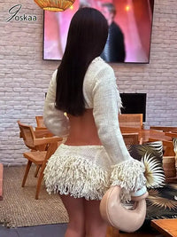 Joskaa Knitted Tassels 2 Piece Set - Sexy Long Sleeve Clubwear GOOD Vibrations