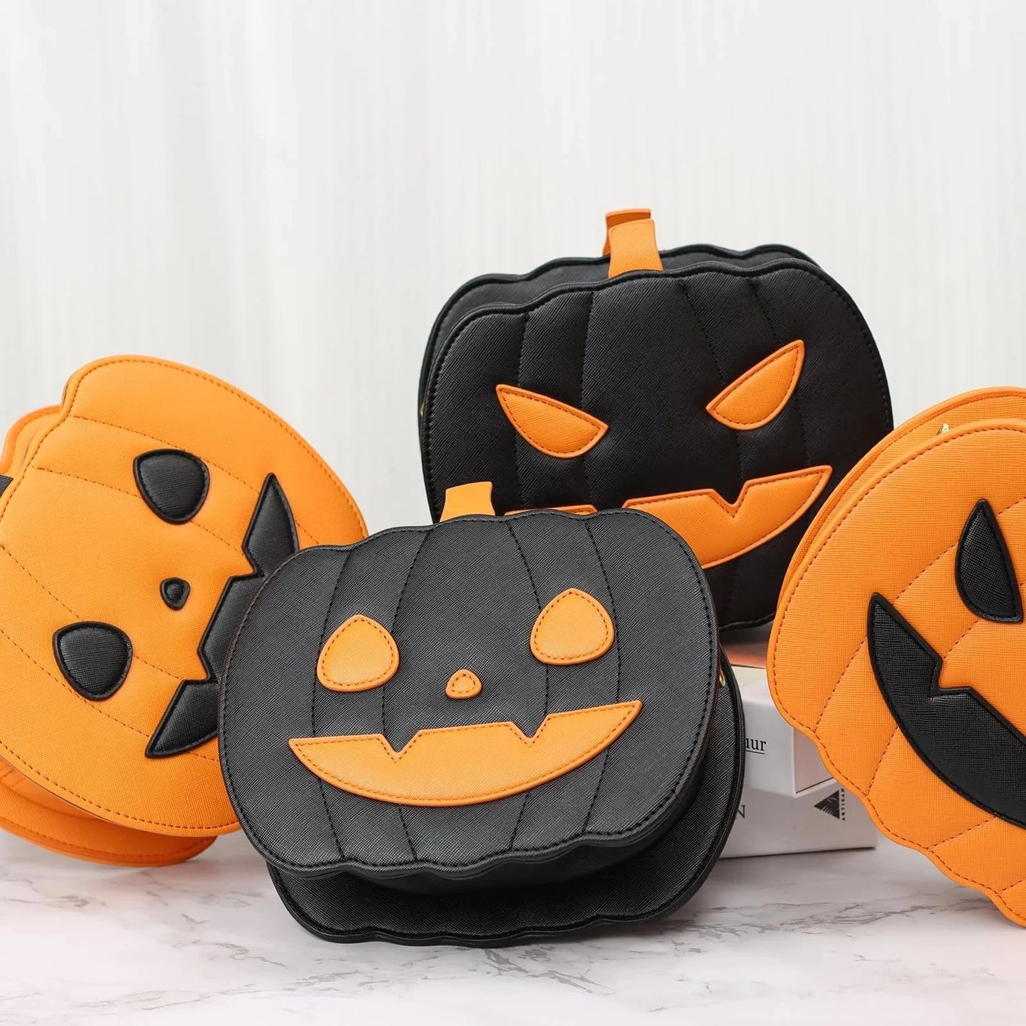Halloween Pumpkin Shoulder Bag Women Novelty Purse PU Leather Female Daily handbag Halloween cute Candy Bags for Children Good Vibrations