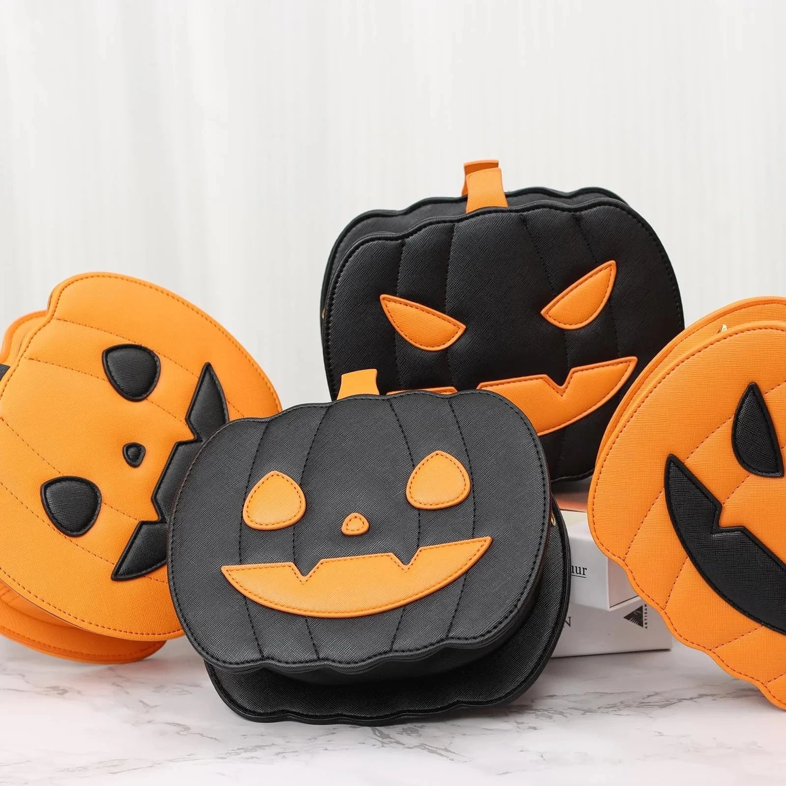 Halloween Pumpkin Shoulder Bag Women Novelty Purse PU Leather Female Daily handbag Halloween cute Candy Bags for Children Good Vibrations