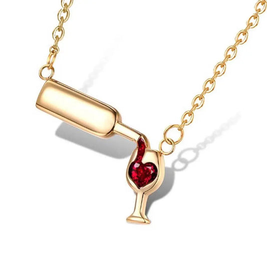 Party Romantic Wineglass Alloy Gift For Women Love Heart Glass Bottle Jewelry Necklace Choker Pendant Good Vibrations Adult Super Store