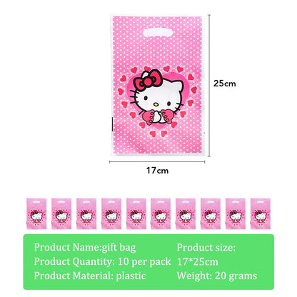 Hello Kitty Theme Girls Birthday Party Disposable Tableware Paper Cup Plate Balloon Kids Favors KT Balloon Party Decor Supplies Good Vibrations