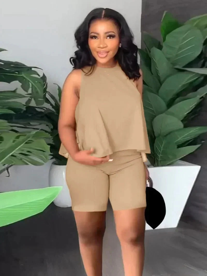 GUWU Flare Loose Tank Top and Shorts Suit  Fashion Women's Set Summer Street Sweatsuit Two 2 Piece Set Outfit Tracksuit Good Vibrations