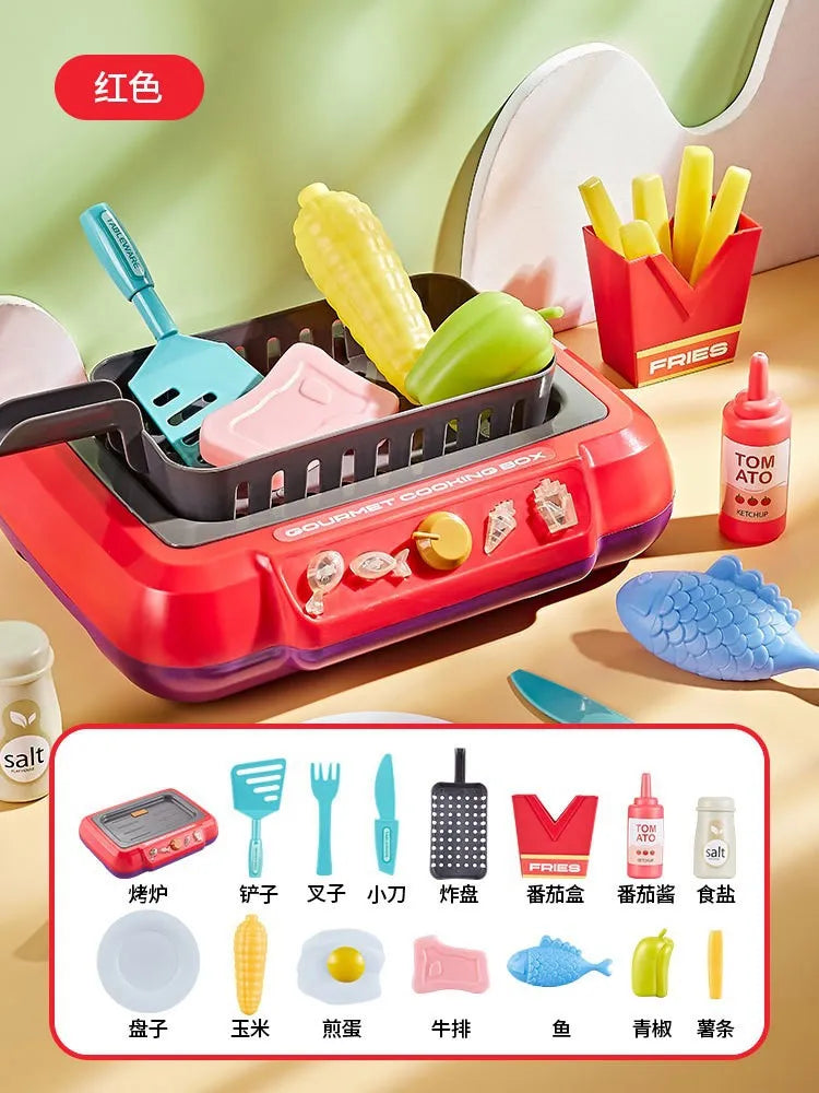 DIY Kitchen Cooking toy Set with 20pcs Multi-functional Induction Children's Play House Food Toys for Parent-child fuuny Gifts Good Vibrations