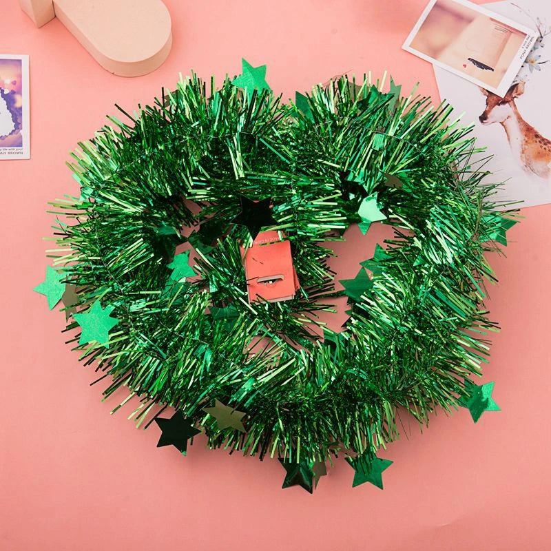 Christmas Tinsel Ribbon Garlands Christmas Trees Hanging Plastic Colorful Star Decorations Home Weddings New Year Birthday Party Good Vibrations