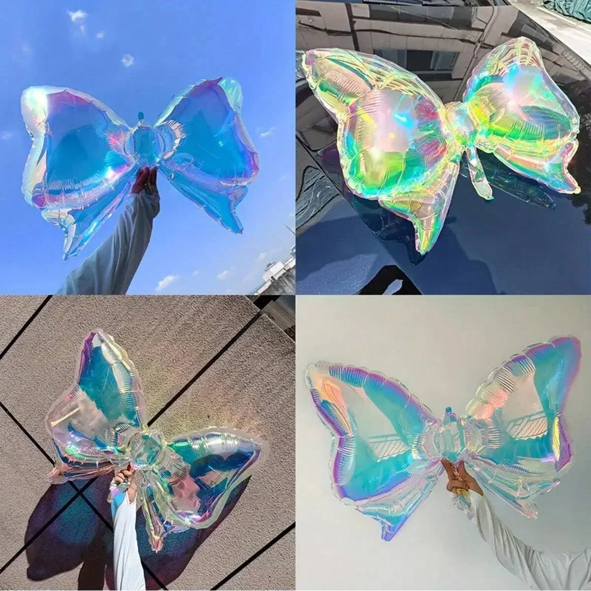 2 Pack Rainbow Transparent Bow Balloons Wedding Gender Reveal Baby Shower Birthday Party Valentine's Day Good Vibrations