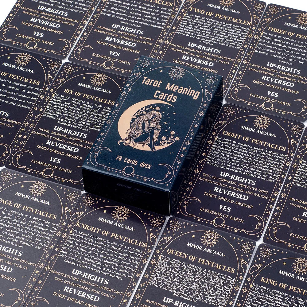 Meaning Tarot Cards 78 Cards Deck English Visions Divination Edition Board Game for Beginners Pocket Size Tarot Learning Deck Good Vibrations