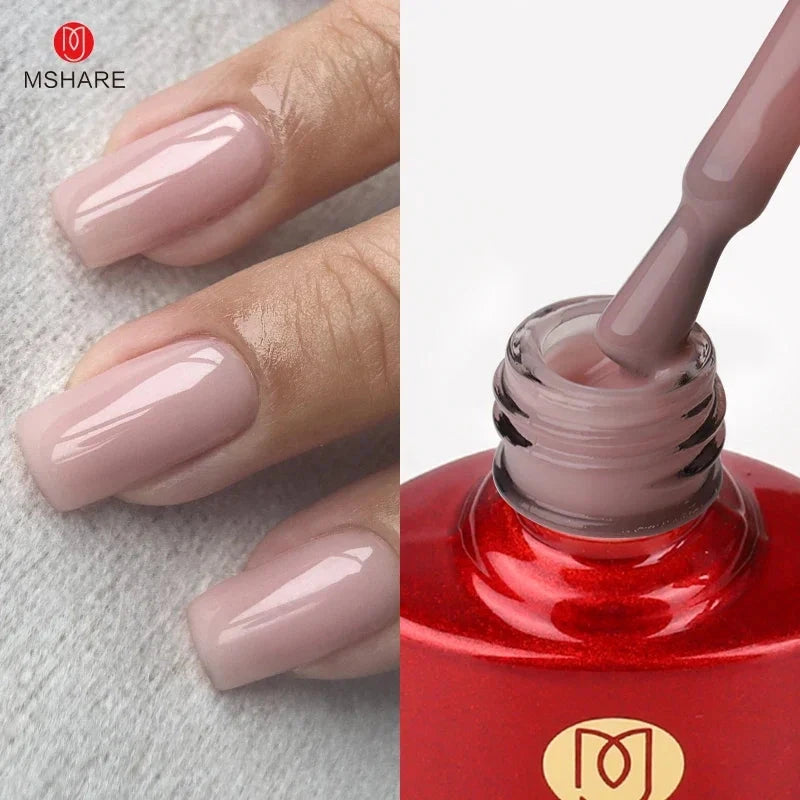 MSHARE Blush Pink Shade Color Rubber Base Gel Polish Nail Camouflage Nails Gel 10ml Good Vibrations
