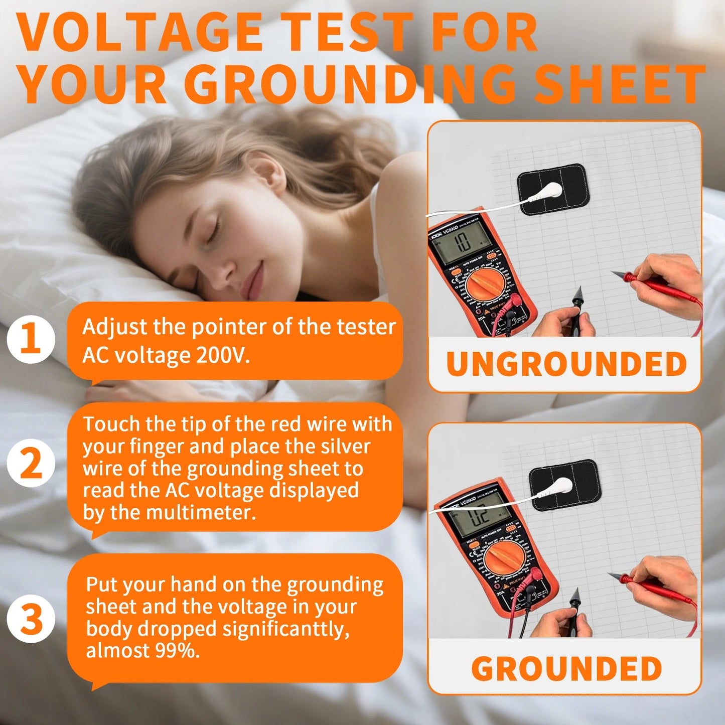 Grounding Bed Sheet Anti-static Grounding Sheet Conductive 95% Cotton and 5% Soft Silver Fiber Flat Sheets Sleep Bed Mat Good Vibrations