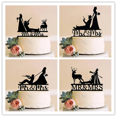 Funny Hunting Wedding Cake Topper Deer Hunt Hunter Wedding Cake Topper Hunt is Over Cake Topper For Wedding/Anniversary/Bridal
