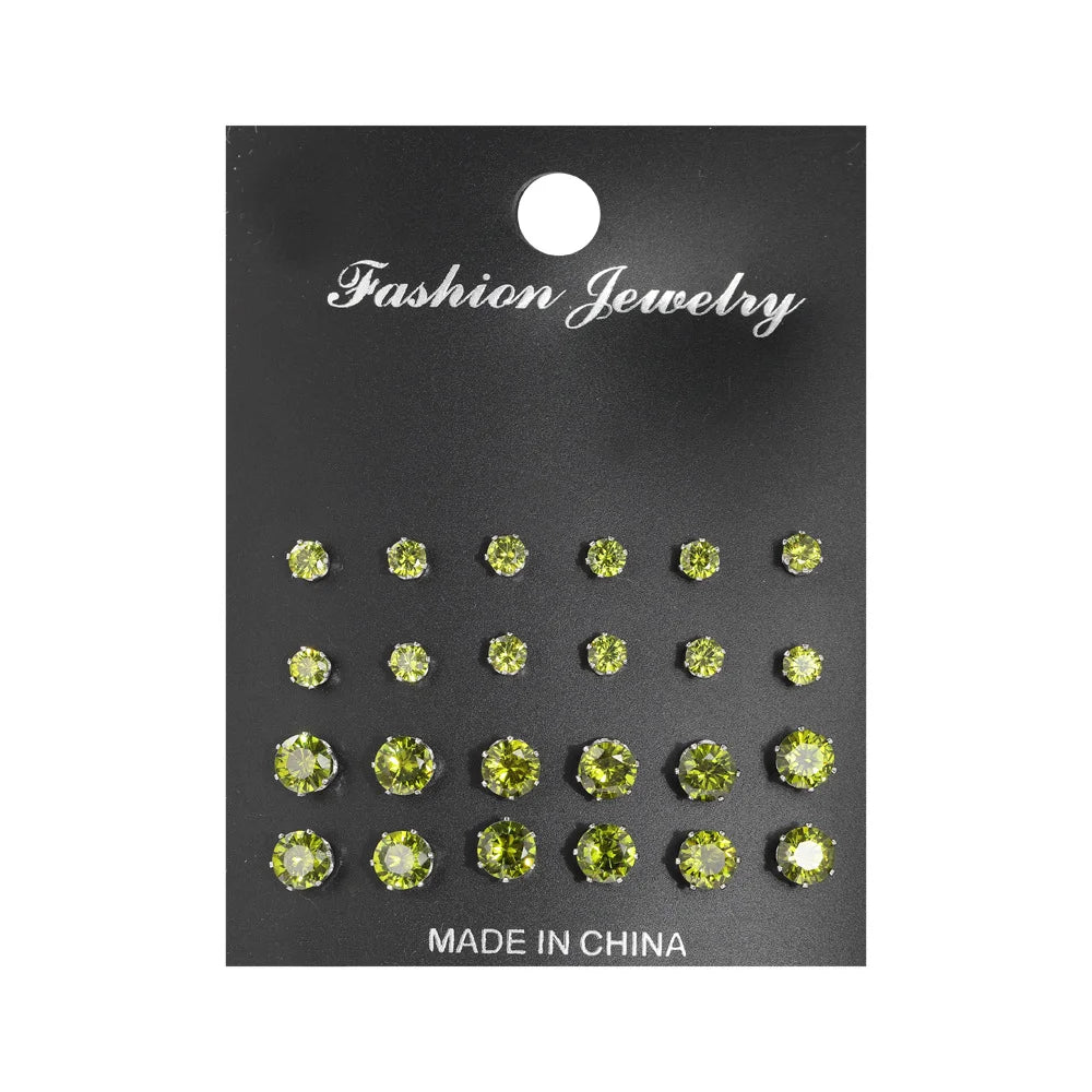 12 Pcs Zircon Earrings Set Briliant Shiny Stud Earrings for Women Simple Pearl Irregular Trendy Jewerly Accessories 2024 New Good Vibrations