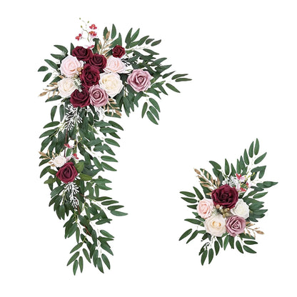 Large 2Pcs Artificial Flower Swag Floral Swag Garland Wedding Arch Flowers Kit for Sign Rustic Artificial Floral Swag Arch Decor Good Vibrations