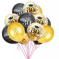 15pcs 18th Happy Birthday Balloon Decor 12 Inch Confetti Latex Balloons for 18 20 30 70 Years Old Birthday Celebrate Decoration Good Vibrations