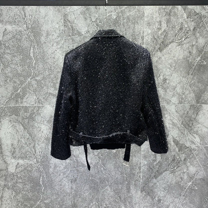 Autumn Winter High-End Bright Silk Design Short Suit Collar Jackets Loose Coat Men Handsome Fashion Trendy Male Solid Color Tops Good Vibrations