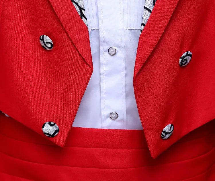 2024  Bent Flower Red/black /white Men's Dress Tuxedo Set Two-pieces,magician's Stage Performance, Conductor's Blazer Jacket Good Vibrations