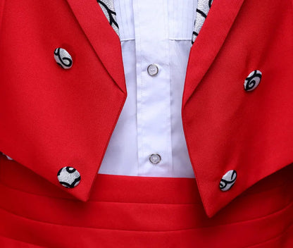 2024  Bent Flower Red/black /white Men's Dress Tuxedo Set Two-pieces,magician's Stage Performance, Conductor's Blazer Jacket Good Vibrations