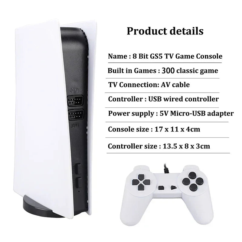 GS5 Video Game Console 300Games Mini TV Wired Handheld Controller Video Retro Game High-definition Output Two Player Good Vibrations