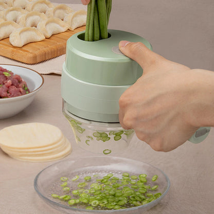 4 in 1 Handheld Electric Vegetable Cutter Set for Garlic Pepper Chili Onion Celery Ginger Meat with Brush Kitchen Tools Good Vibrations