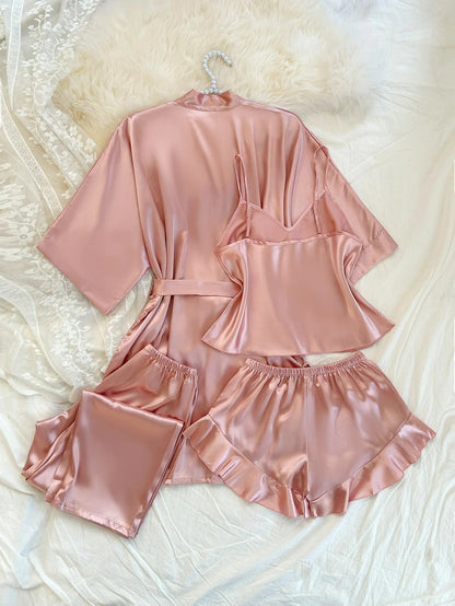 Women's Daily Multi Piece Pajama Set Exquisite Design Loungewear Set Comfortable Homewear for Multi Scenes Good Vibrations