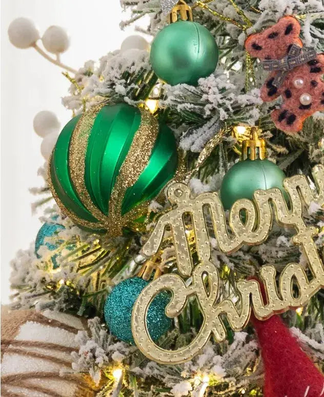 45CM Mini Christmas Tree Desktop Decorations with LED Lights Xmas New Year 2024 Ornaments Home Office Party Decors Festival Gift Good Vibrations