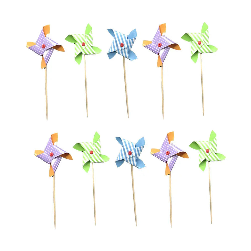 36pcs Cake Toppers Paper Picks Cupcake Premium Cake Picks Decor Birthday Party Supplies Creative Pinwheel Shape Safe Good Vibrations