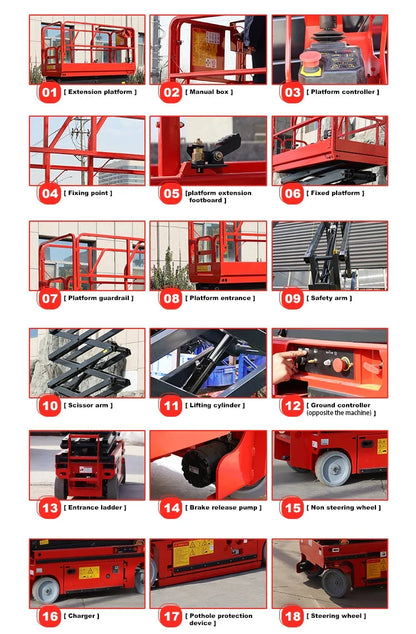 Electric Scissor Lift  Aerial Platform 6m 8m 10m 12m Skylift Mobile Lifter Scaffolding Hydraulic Scissor Lifts Trolley 30 Ft Good Vibrations