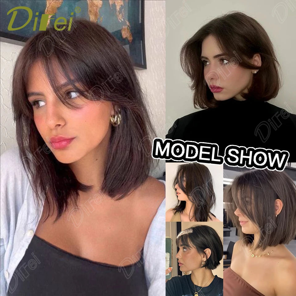 Synthetic Wig Is Divided Into Bangs On The Top Of The Head  The Wig  Invisible Covers White Hair To Increase The Amount Of Hair Good Vibrations