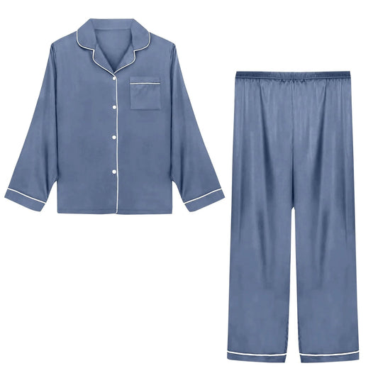 Women Pijama Sets Women Pajamas Sets Sexy Silk Polyester Female Pyjamas Home Clothing Sleepwear Long-sleeve Cardigan Set Good Vibrations