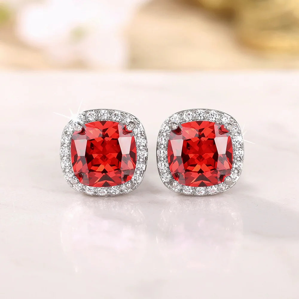 Ne'w Bright White/Yellow/Pink CZ Stud Earrings for Women Fashion Contracted Jewelry High Quality Wedding Engagement Good Vibrations