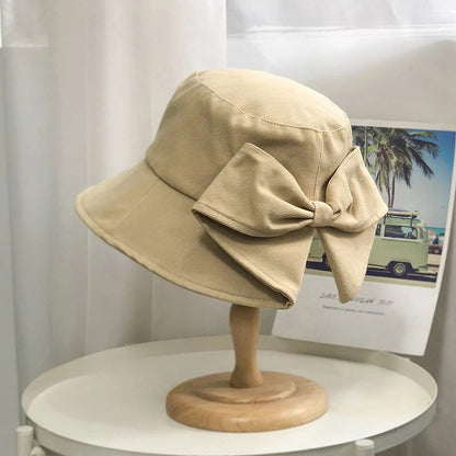 Women's hat, big brim hat, women's summer fisherman's hat, casual sun protection bow, versatile sun hat Good Vibrations
